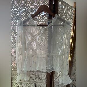 Sheer White Embroidered Blouse